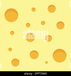 Sfondo vettoriale giallo chiaro senza cuciture con fori circolari arancioni più scuri, che creano una trama pulita, moderna e stilizzata di formaggio svizzero. Perfetto per alimenti-t Illustrazione Vettoriale