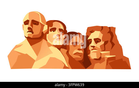Mount Rushmore - Illustrazione in stile flat design colorato Illustrazione Vettoriale