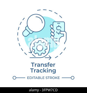 Pacchetto di icone concetto monocromatico blu per pagamenti e trasferimenti di denaro Illustrazione Vettoriale