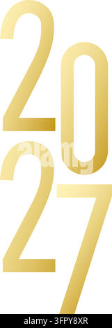 Il numero 2027 in un gradiente dorato. Illustrazione Vettoriale