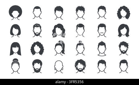 Collezione di icone di avatar di profili utente maschili e femminili per identità diverse Illustrazione Vettoriale