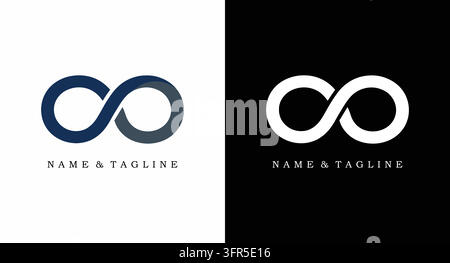 Design di logo con simbolo dell'infinito per il branding di aziende tecnologiche o finanziarie Illustrazione Vettoriale
