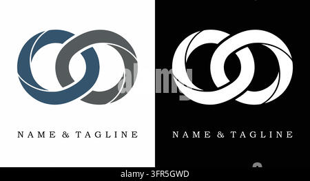 Design astratto di logo a forma circolare con anelli sovrapposti Illustrazione Vettoriale