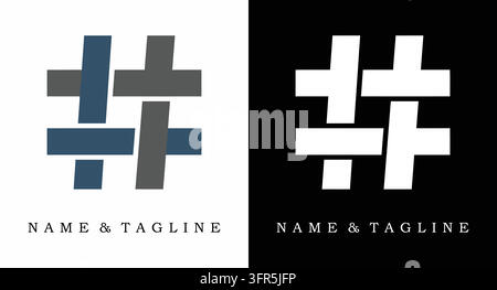 Design di simboli hashtag per i social media e il branding della comunicazione digitale Illustrazione Vettoriale