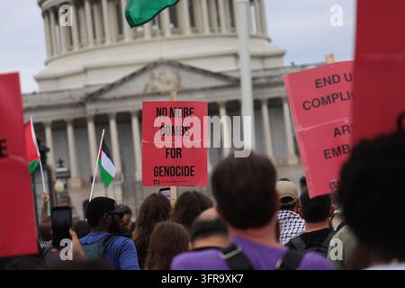 Washington, District of Columbia, USA. 10 ottobre 2026. Manifestanti pro-Palestina si radunano in sostegno di Gaza al Campidoglio degli Stati Uniti a Washington, DC il 10 ottobre 2026. (Credit Image: © Bryan Dozier/ZUMA Press Wire) USO EDITORIALE SOLO! Non per USO COMMERCIALE! Foto Stock