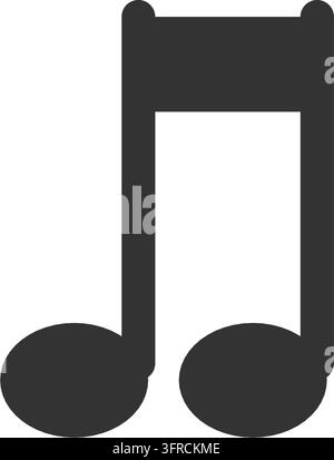 Illustrazione vettoriale piatta di una coppia di ottavi neri legati, isolati su sfondo bianco. Notazione musicale, icona di melodia e canzone. Illustrazione Vettoriale