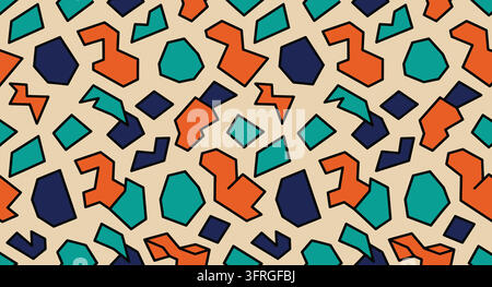 Modello astratto di forme geometriche ripetitive con forme irregolari colorate Illustrazione Vettoriale
