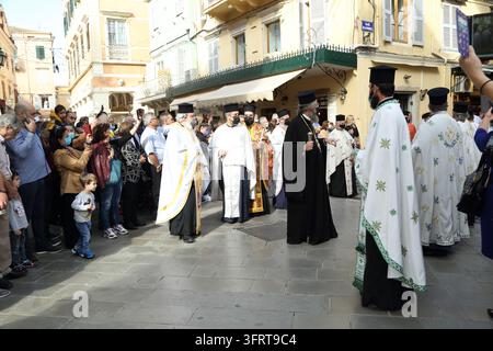 Processione ortodossa a Corfù. Foto Stock