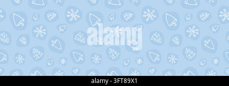 Doodles natalizi blu pastello con forme astratte morbide Illustrazione Vettoriale