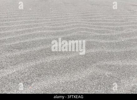 Texture monocromatica astratta con rumore densamente macchiato, bande orizzontali sottili e uno sfondo grigio neutro morbido Foto Stock