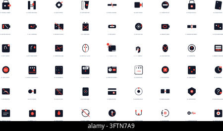 Set di icone di guasto dello Smart Lock Segnali di malfunzionamento della serratura elettronica della porta Illustrazione Vettoriale