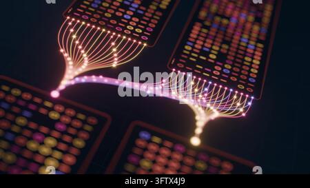 Flusso di dati codice binario apprendimento automatico LLM sfondo rendering 3D Foto Stock