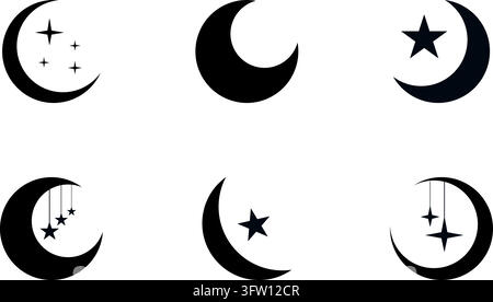 Icone di falce di luna. Illustrazione Vettoriale
