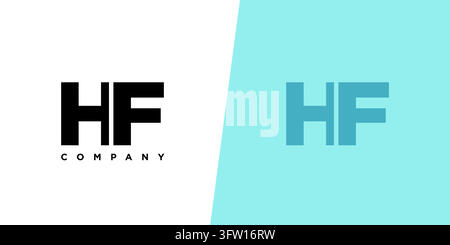 Modello di design per logo HF con lettere H e F di tendenza. Logotipo basato su un monogramma minimale per l'identità aziendale. Illustrazione Vettoriale