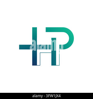 Modello di logo vettoriale monogramma HP geometrico che combina le lettere dell'alfabeto H e P Illustrazione Vettoriale
