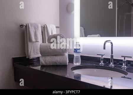 Atlanta, Georgia, USA, 24 ottobre 2026: Bagno della camera d'albergo Hilton Atlanta 2 Foto Stock