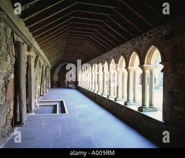 Il chiostro della Abbazia di Iona, Isola di Iona, Argyll and Bute, Scotland, Regno Unito Foto Stock