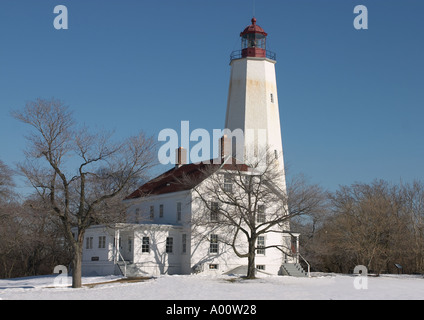 Sandy Hook Lighthouse in NJ USA sempre operative più antiche faro in noi Foto Stock