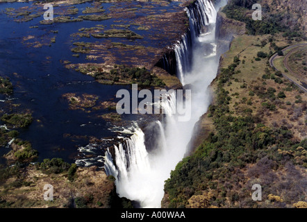 Victoria Falls Zimbabwe dall'aria Foto Stock