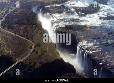 Victoria Falls Zimbabwe dall'aria Foto Stock