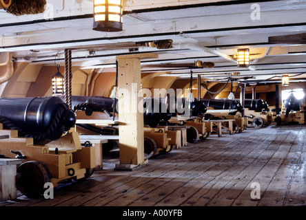 HMS Victory interno Portsmouth pistola inferiore Deck Foto Stock