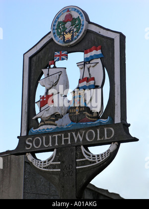 Southwold comune segno High Street Southwold Suffolk Inghilterra Europa UE Foto Stock