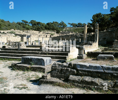 Ausgrabungsgelaende, antike Stadtanlage von Kamiros, Ruinen, Kamiros, Rodi, Dodekanes Foto Stock