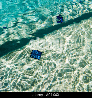 Acqua blu in corrispondenza del bordo di una piscina Foto Stock