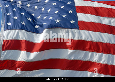 Bandiera americana soffiando nel vento Foto Stock