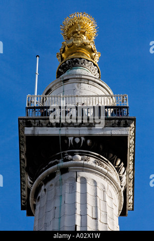 Close up del monumento del lato nord del fiume Tamigi da London Bridge Foto Stock