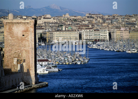 Entrata al vecchio porto di Marsiglia, Francia. Foto Stock
