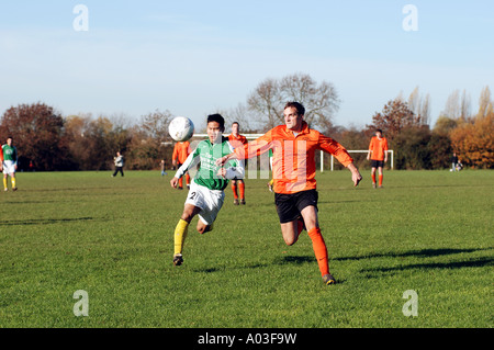 Domenica lega calcio, Newbold Comyn, Leamington Spa Warwickshire, Inghilterra, Regno Unito Foto Stock