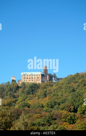 Il Castello di Wartburg vicino a Eisenach nel Land della Turingia in Germania Foto Stock