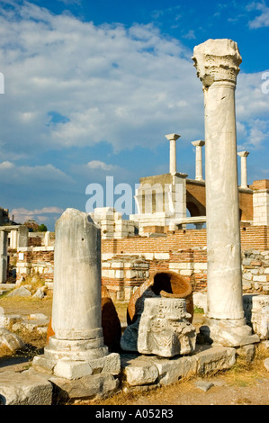 Vista generale delle rovine di St Johns Basilica, Selcuk, la Turchia, il Medio Oriente. Mostra le colonne di mattoni a pareti in muratura. DSC 6836 Foto Stock