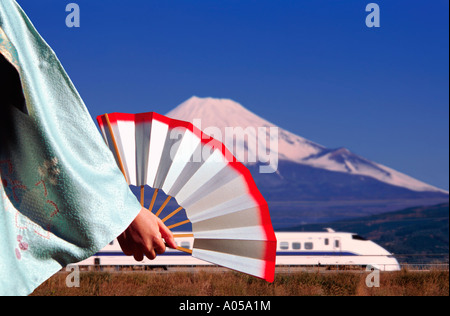 Il monte Fuji, Shinkansen (composito) Foto Stock