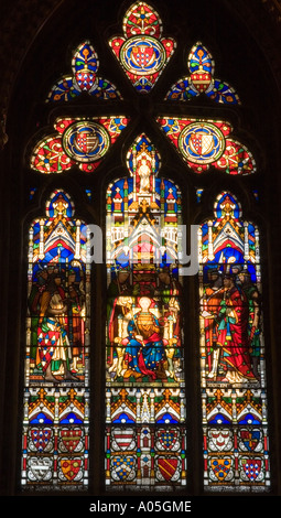 Vetrata cattedrale di Gloucester Gloucestershire Foto Stock