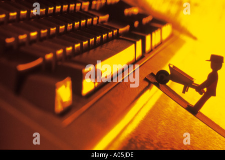 Generata da computer immagine concettuale di un lavoratore e i computer Foto Stock