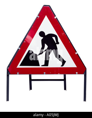 Un taglio fuori tiro di opere stradali cartello stradale Foto Stock