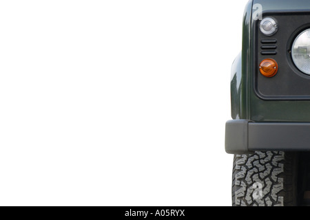 Close up standard di Land Rover Defender TD5 anteriore. Foto Stock