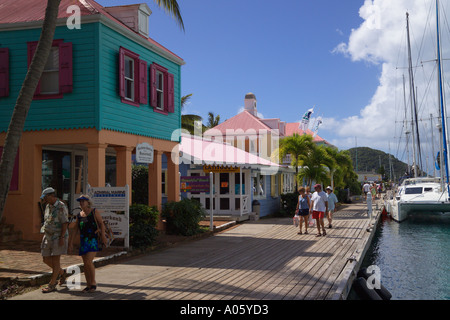 'Sopers foro' Wharf 'Pussers sbarco' 'Frenchmans Cay' West End Tortola Isole Vergini Britanniche dei Caraibi Foto Stock