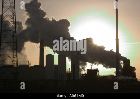 Rischi dovuti alle emissioni da Corus steel works, Teeside, Inghilterra Foto Stock