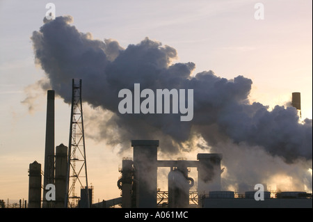 Rischi dovuti alle emissioni da Corus steel works, Teeside, Inghilterra Foto Stock