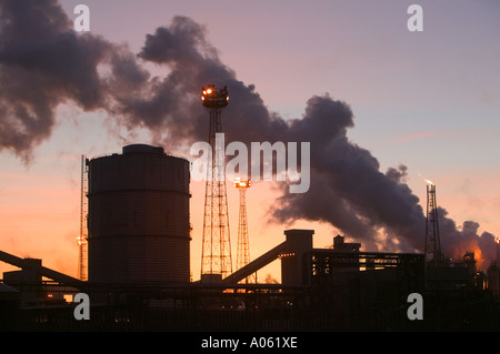 Rischi dovuti alle emissioni da Corus steel works su Teeside, Inghilterra Foto Stock