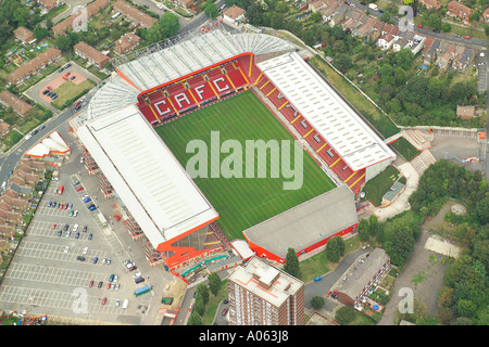 Vista aerea di Charlton Athletic Football Club di Londra, conosciuta anche come la Valle ed è casa di Addicks o Valliants Foto Stock