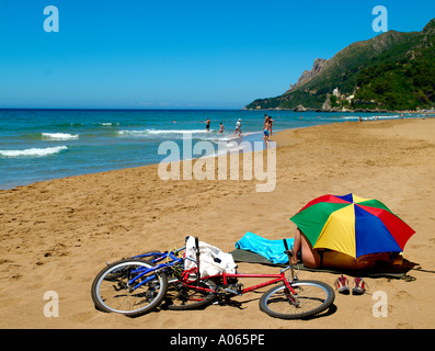 L'isola di Corfù, Glyfada Beach Foto Stock