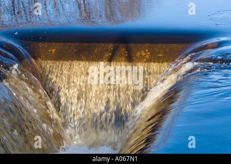 Versare acqua nel sistema fognario Foto Stock