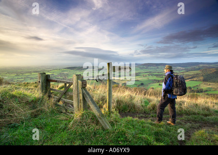 Cartello a Whitestone cliff lungo il Cleveland modo sulla North York Moors, nello Yorkshire, Inghilterra. Foto Stock