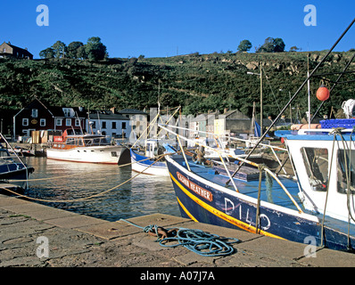 Passaggio a est Co Waterford Repubblica di Irlanda Europa ottobre guardando indietro alla città dal porto con le tipiche barche da pesca Foto Stock