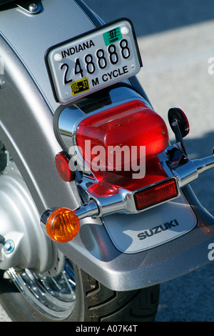 Piastra di licenza su un Indiana registrato motocicletta.numero di licenza. Foto Stock