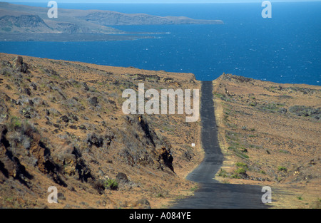 Una strada conduce in distanza retro Maui Hawaii USA STATI UNITI Foto Stock